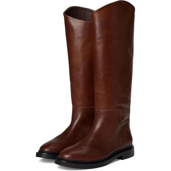 Steve Madden Gaige Tall Riding Boot Dark Brown Leather 11M Buckle MSRP $189 - Picture 1 of 9